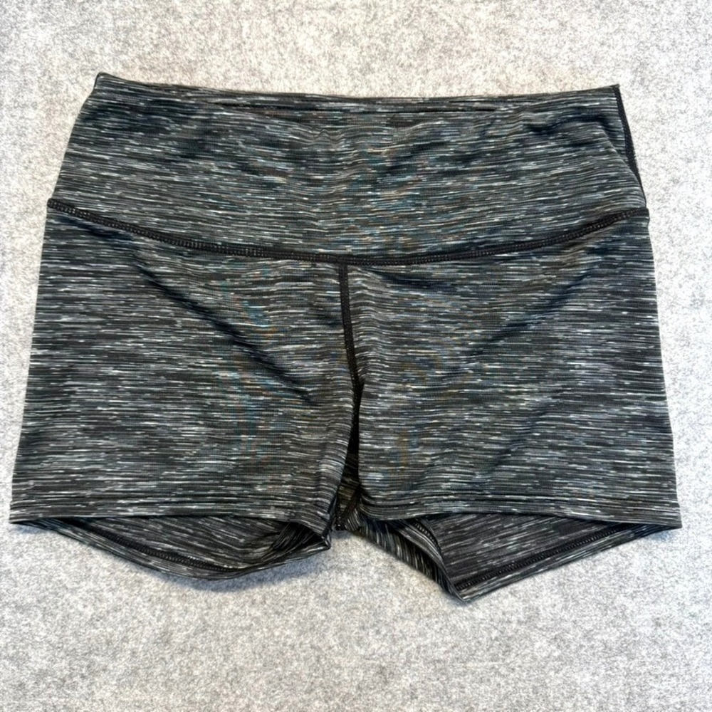 Tesla Womens Space Dye High Waisted Compression Shorts Gray Black Medium